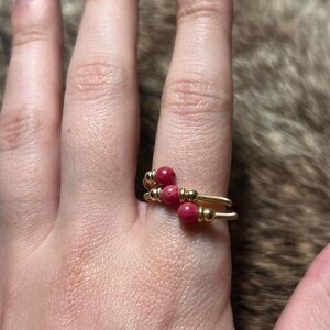10k gold plated wrap-around rhodochrosite ring